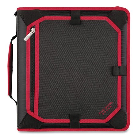 FIVE STAR Zipper Binder, 3 Rings, 2" Capacity, 11 x 8.5, Black/Red Accents 29052CE8
